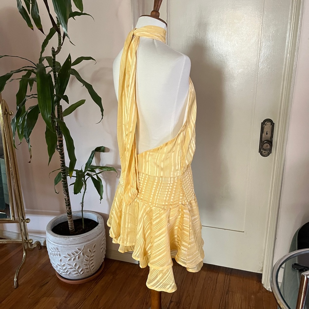 Elegant Yellow Halter Dress